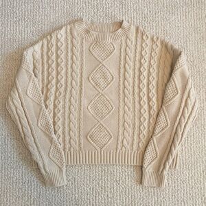 Iconé Cream Cropped Cable Knit